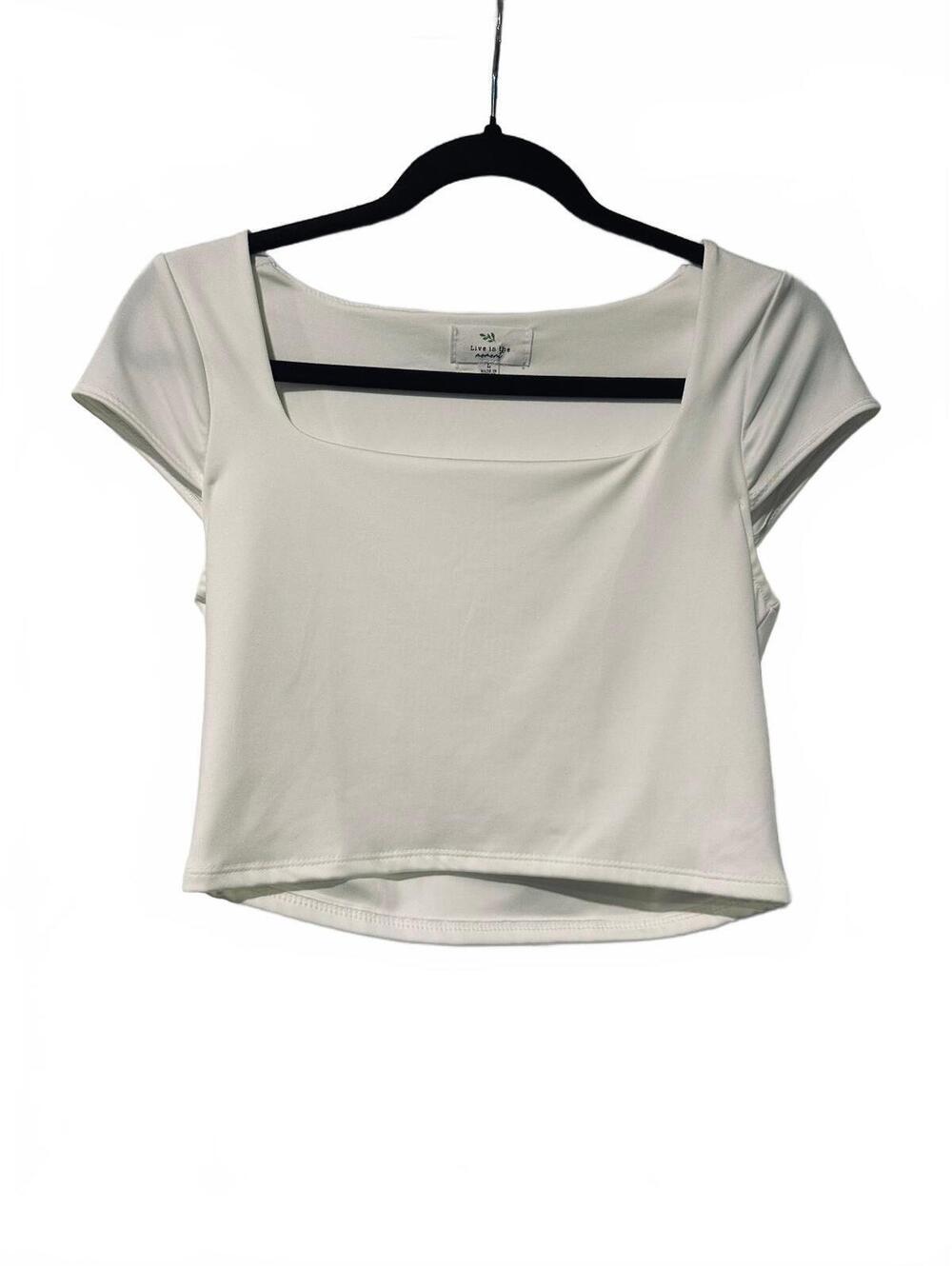 Live in the Moment simple white crop top